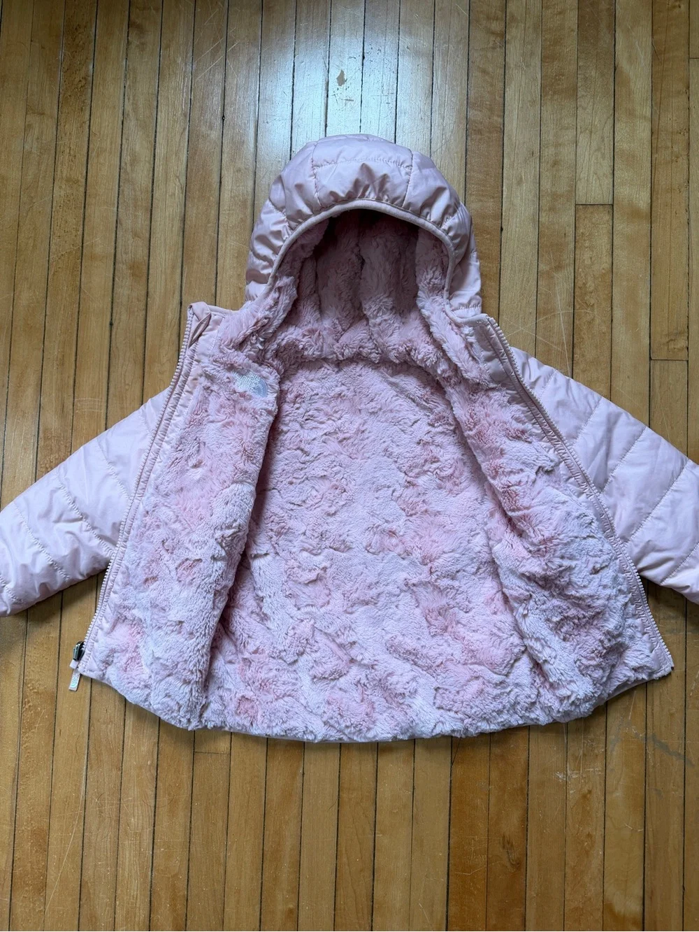 The North Face Reversible Mossbud Swirl Hooded Puffer Jacket Toddler Girls 3T